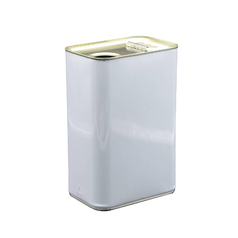 Bidon métal rectangulaire 5L perçage 42mm, blanc extérieur/nu intérieur - Réf : BID73MA055_0