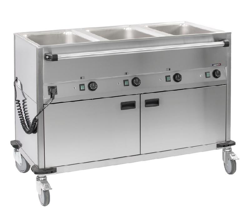 Chariot bain-marie à eau 3xgn 1/1 avec soubassement chauffant horizontal - 1250x700x900 mm - CCBM3CH_0