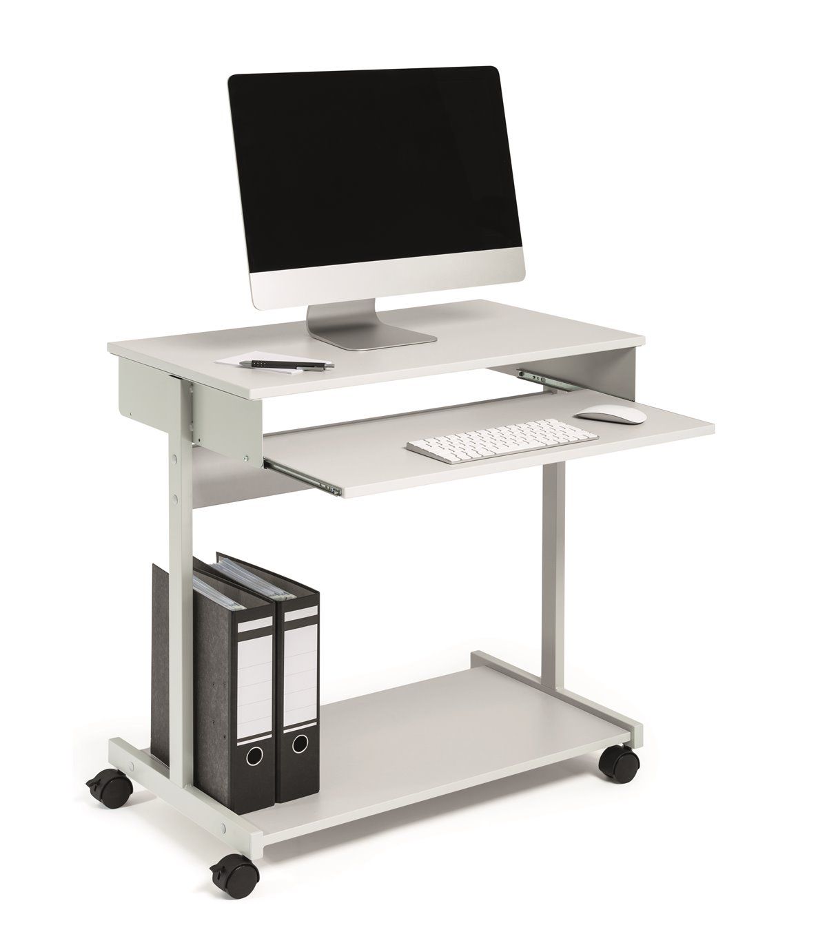 Chariot informatique Kalidesk - Meuble mobile pour PC avec tablette clavier coulissante_0