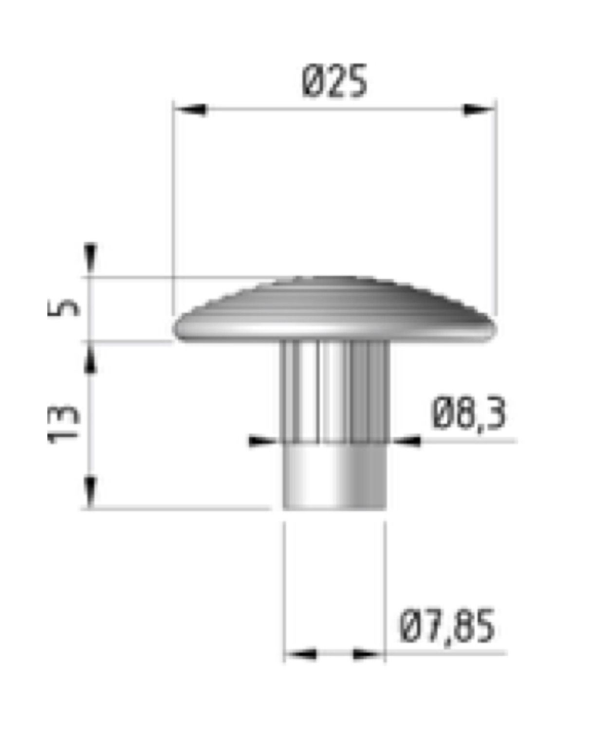 Clou podotactile a sceller en acier zingue noir - tige courte (bf)_1