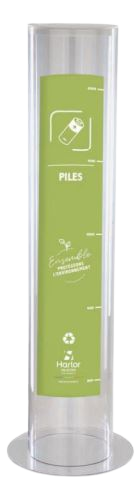 Collecteur de piles sur pied 30 litres - Polycarbonate incolore, résistant aux acides et lessives, avec marquage de remplissage_0