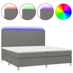 Décoshop26 - Lit LED avec sommier, tête de lit réglable et matelas 200x200 cm tissu gris foncé - TDL0208285_0