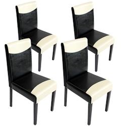 Décoshop26 - Lot de 4 chaises de salle à manger cuisine design moderne en PVC noir et blanc pieds foncés 04_0007528 - blanc 3000262174195_0