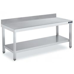 Distform Table Adossée en Inox avec 1 étagère Profondeur 700 mm Acier inoxydable 2400x700x700x600mm - 641094692315_0