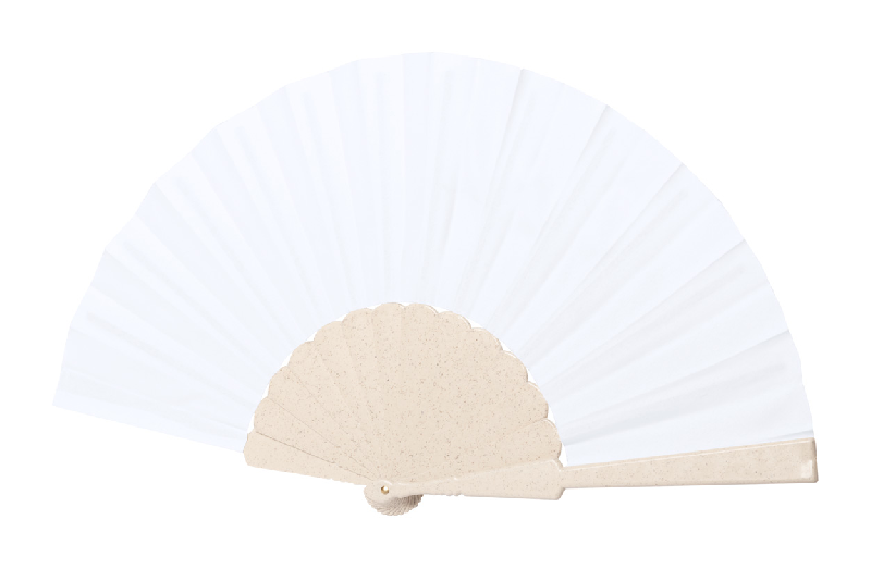 Éventail en polyester PET recyclé - baguettes en fibre de bambou - livré avec boîte en papier kraft_0