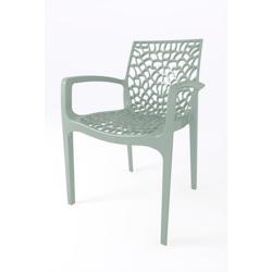 Fauteuil Saphir en polypropylène de haute qualité, coloris Vert Frosty, empilable. Marque Grandsoleil. Dimensions : 56,5x55x81 cm. - vert plastique_0