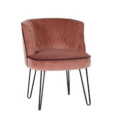 NOW'S HOME - Fauteuil Rose Velours Dossier Matelasse- Pieds Metal Noir57x54x69 Raja - 3256390232645_0