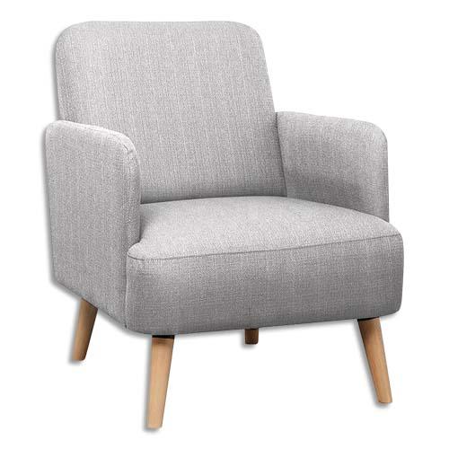 Paperflow fauteuil brook gris clair en pin massif et aggloméré, revêtement en tissu, avec accoudoirs_0