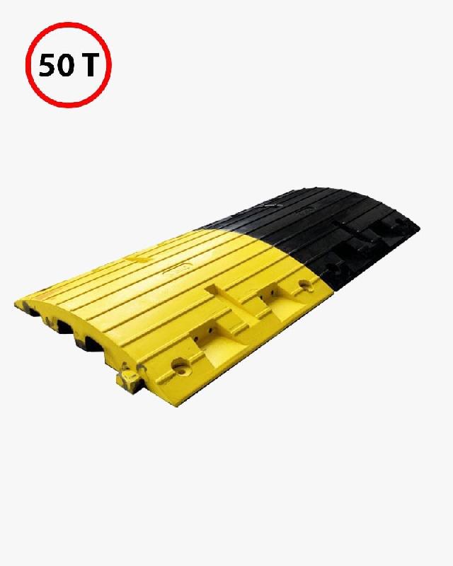 Ralentisseur pour poids lourds en caoutchouc – jusqu’à 50t – Lot de 2 éléments centraux (1 noir et 1 jaune) avec réflecteurs_0