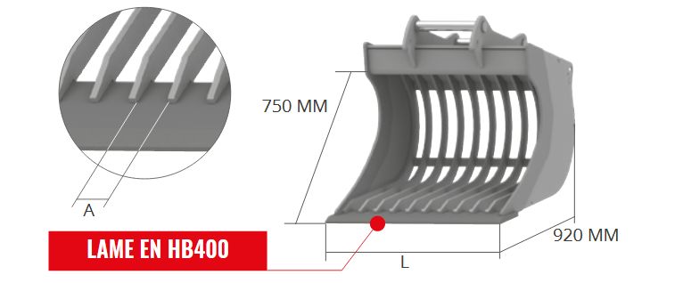 Vs 75gd godet squelette general duty - cangini - 800 mm_0