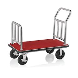 WAS Germany - Chariot à bagages, 113 x 61,5 x 98 cm, couleur argent, tapis rouge, acier inoxydable (4425002) - rouge inox 4425 002_0