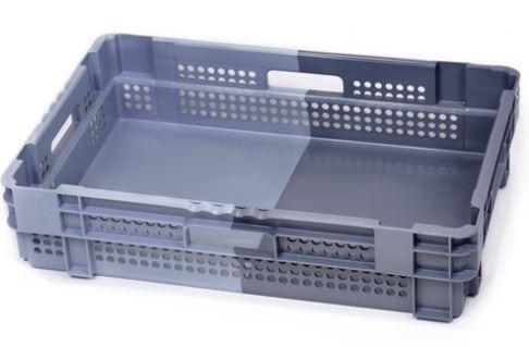 Bac plastique Gerbable Emboîtable à 50% Ajouré Fond plein Bicolore 600 x 400 x 140 mm - Réf : BAC160BM6414002_0