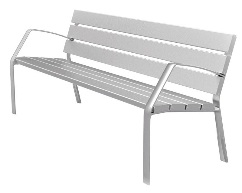 Banc public MODO en aluminium - 7 lames - 180 cm - assise et piétement en aluminium - 2 coloris_0