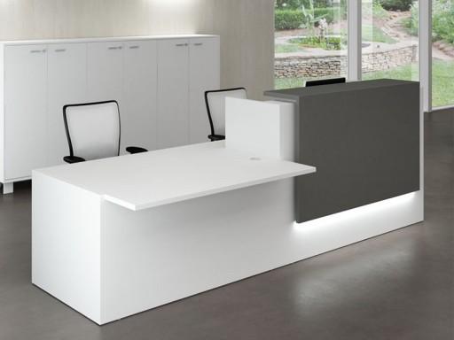 Banque d'accueil Z2 blanche avec accès handicapés - Officity - 206, Gris ombre, Gauche, Blanc_1