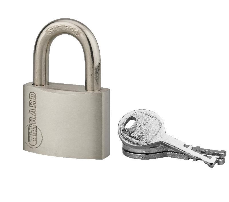 Cadenas à clé Cinox 50 mm - Corps et anse inox 304 - Double verrouillage - Marque Thirard_0