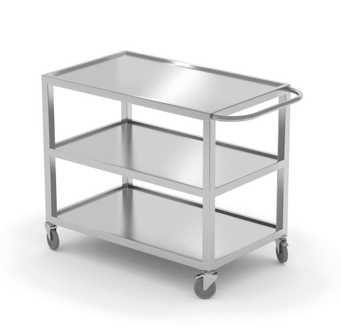 Chariot de service professionnel soudé 3 plateaux inox 800x500x850 mm - 810224_0