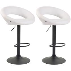 CLP Lot de 2 Tabourets de bar Olinda en similicuir hauteur réglable et siège pivotant Blanc /Noir - blanc polyester 320301_0