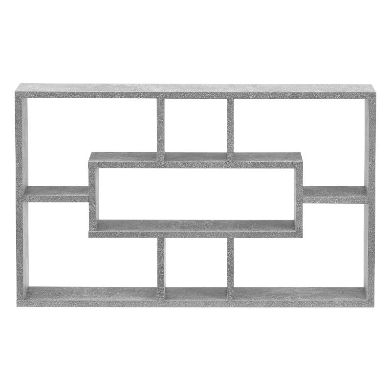 Étagère flottante murale stylée - 7 compartiments de rangement - 77 cm - Gris effet béton - Réf 03_0005850_0