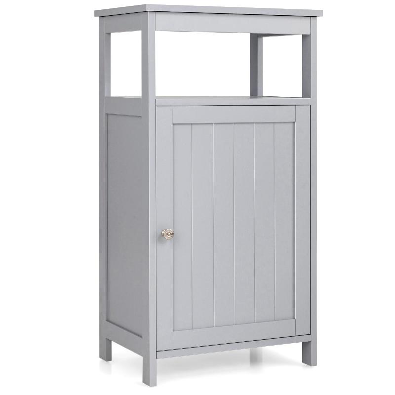 Helloshop26 - Meuble de rangement pour salle de bain 45 x 30 x 84 cm avec étagère réglable finition élégante en MDF gris 20_0014896 - 3000228516496_0