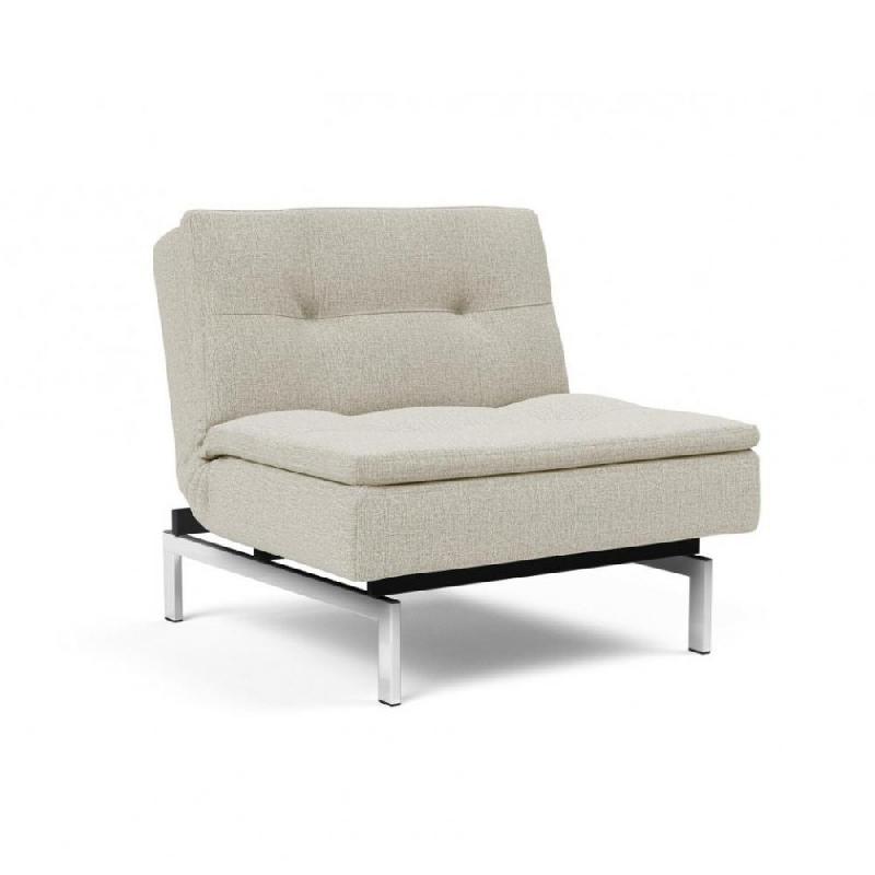 Innovation Living - Fauteuil design Dublexo convertible en lit 90x115 cm - Pieds chromés - Tissu Mixed Dance Natural_0