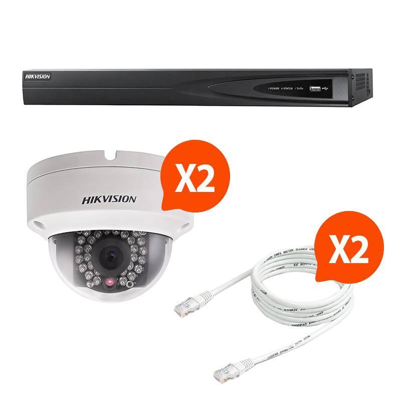 Kit de vidéosurveillance Hikvision avec enregistreur 4 voies et 2 caméras dômes haute définition - DS-7604NI-E1/4P et DS-2CD2720F-IZ_0