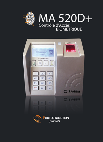 Lecteur biométrique MA 520D+ - Contrôle d'accès et gestion horaire - Capteur optique 500 dpi - Utilisation en extérieur_0