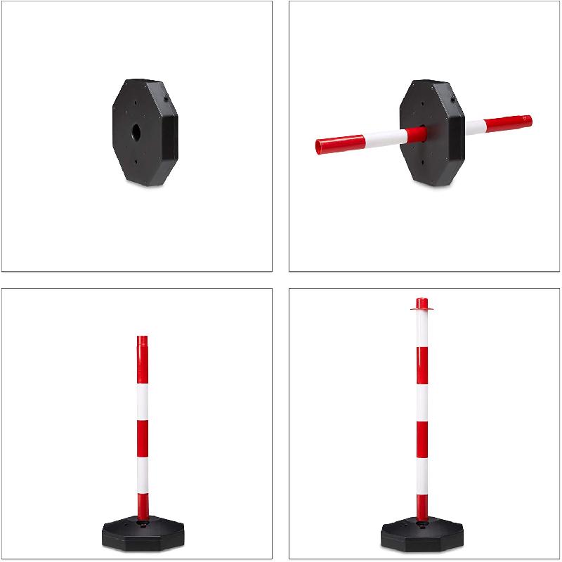 LOT DE 2 POTEAUX BARRIÈRE DE SIGNALISATION ET DÉLIMITATION PARKING BLANC ET ROUGE 13_0002310_2_0