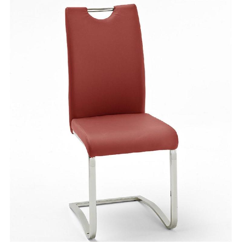 Lot de 4 chaises Kilou - Tissu rouge - Piètement luge noir mat - L43 x H100 x P57 cm_0