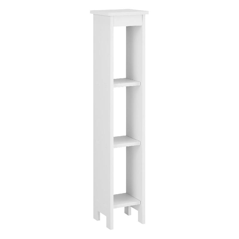 MEUBLE COLONNE POUR SALLE DE BAIN MEUBLE DE RANGEMENT AVEC 3 ÉTAGÈRES DE STOCKAGE OUVERTS BOIS COMPOSITE 80 X 17 X 17 CM BLANC 03_0005828_0