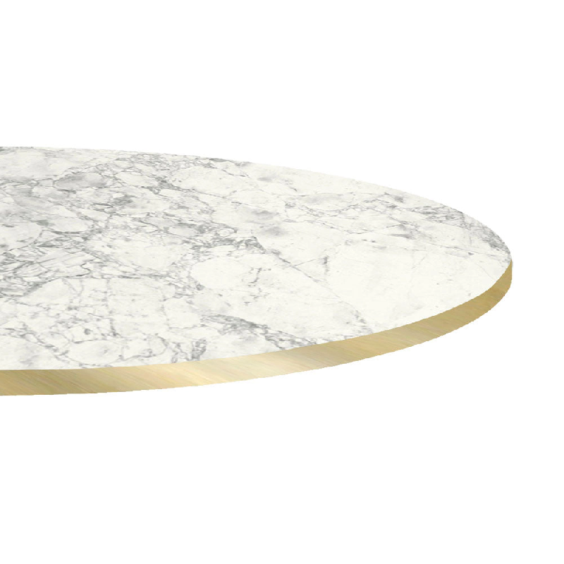 Restootab Plateau Ø90 decor bianca luna chants laiton - blanc Bois manufacturé PL-R90M-MB.LUNA-LAI_0