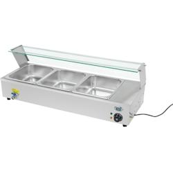 Royal Catering - Royal Catering Vitrine Bain-Marie 3xGN - 1/2 RCBM-3 (95x40x16cm, 1 300W, Robinet de vidange, réglable jusqu'à 85 °C) - 4250928686800_0