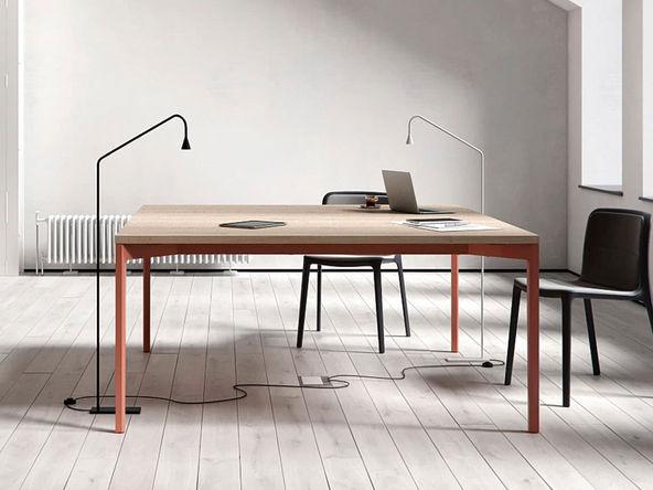Table de réunion carrée Hexa - piètement design en aluminium - 160x160 cm_0