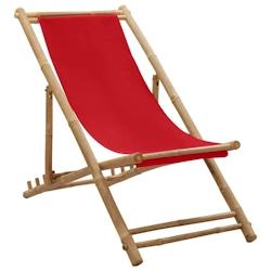VidaXL Chaise De Terrasse Bambou Et Toile Rouge - rouge 313020_0