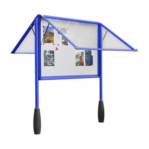 Vitrine d'affichage extérieur sur pieds - double face - Bleu - 18 x A4 - Marque Rolléco_0