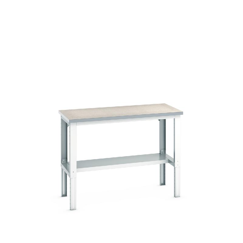 41003123.16V - Établi Cubio Lino à Ossature Réglable avec Demi Tablette - 1500x750x740-1140mm - RAL 7035_0