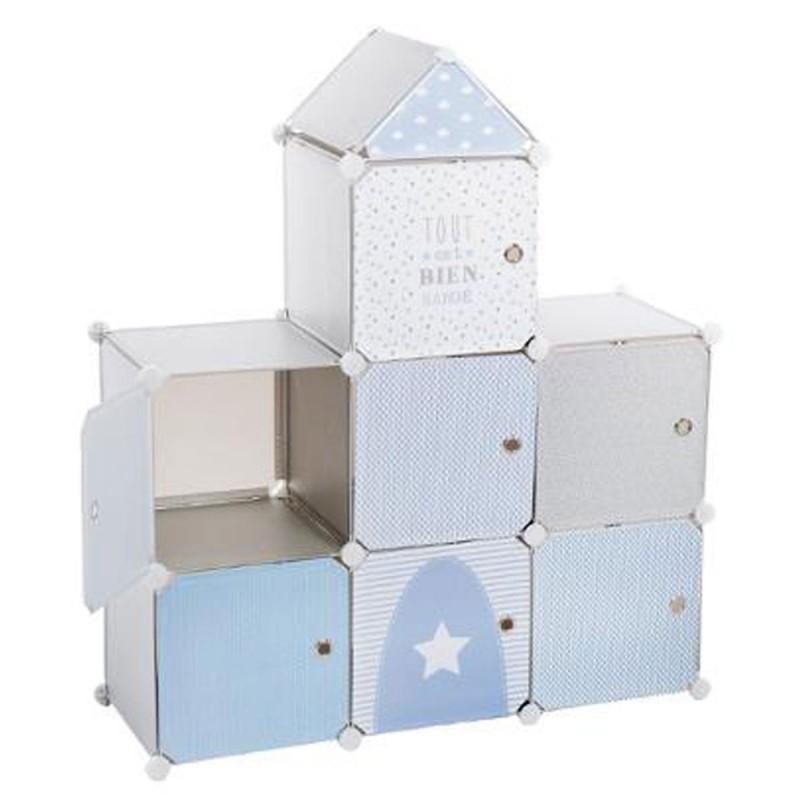 Lot de 7 boîtes de rangement Château 111 cm gris - Paris Prix - en polypropylène avec 7 cases_0