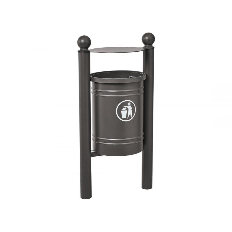 Corbeille publique en acier Saintonge - 40 litres avec seau et options personnalisables_0