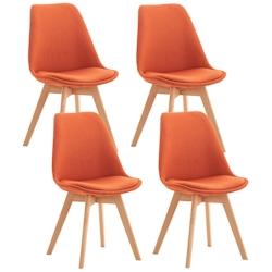Décoshop26 - Lot de 4 chaises de salle à manger cuisine bureau style scandinave en tissu orange pieds en bois 10_0000366 - 3000831369601_0