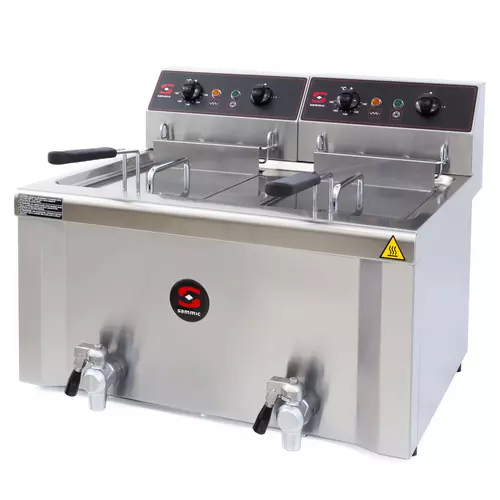 Friteuse FE-9+9 400/50-60/3N-5130125 - 2 bacs soudés avec robinet de vidange - 8+8 litres - Triphasé - 12000W_0
