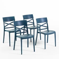 RATTATAN Set 4 Chaises en polypropylène avec fibre de verre empilables pour extérieur et jardin, bar et restaurant, cuisine design moderne - MARTINA_0