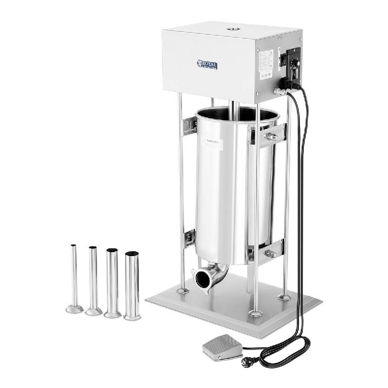 Royal Catering - Royal Catering Poussoir à Saucisses Electrique 15L, moteur 260W, pédale de commande, incl. Tubes de remplissage (16, 22, 32, 38mm)_0