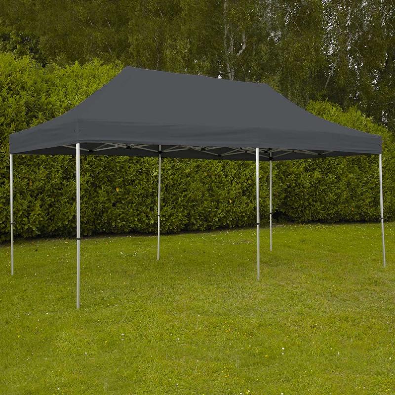 Tente pliante 3x6m grise - Aluminium hexagonal 40mm - Toile 300g/m² imperméable_0