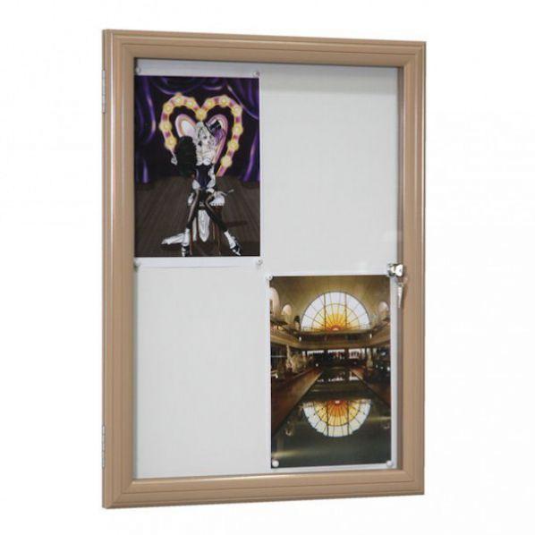 Vitrine fine d'extérieur sable - verre sécurit 4 mm - format 9 x A4 - étanche et ventilée_0