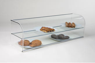 Vitrine neutre courbée 982 mm - verre trempé et ossature aluminium anodisé_0