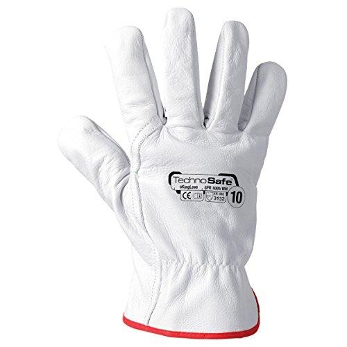 Technosafe GFB1005WH08C - Lot de 2 gants blancs taille 8 - Cuir fleur de premier choix_0