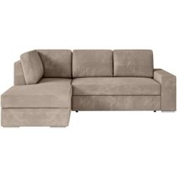 Canapé d'angle gauche convertible ARTEMIS 4 places - Velours côtelé greige - L246 x P174 x H96 cm LOUNGITUDE - 3666749564776_0