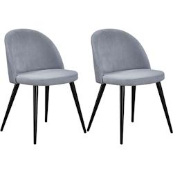 Chaise en acier et velours côtelé gris clair Velvet (Lot de 2) Venture Home - noir 3700866352981_0