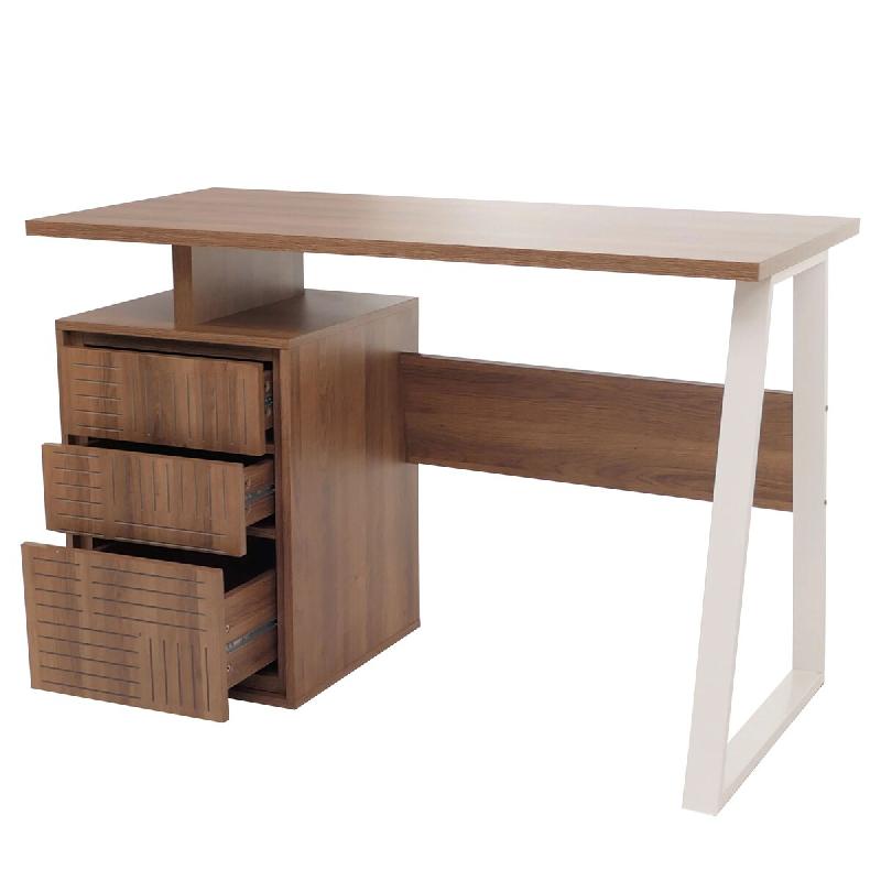 Décoshop26 - Bureau design minimaliste avec 3 tiroirs push-to-open 118x58 cm en bois avec revêtement mélaminé marron foncé et 04_0009441 - marron_0
