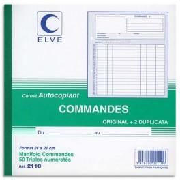 ELVE MANIFOLD AUTOCOPIANT COMMANDE FORMAT 21X21CM, 50 FEUILLETS TRIPLI