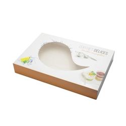 Coffret traiteur décor Délices avec fenêtre 555x373x80mm x50 JORIDEAL - blanc en carton 3519400463003_0